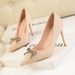 Women S Pumps Style Simple Women Stiletto High Heels Shallow Mouth Pointed Toe Rhinestone Bow Single Shoes_vogvips.com