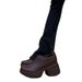 Thick Sole Height Increase 7. Round Head Loafers Women's Commuting Small Leather Shoes Single Shoes_vogvips.com