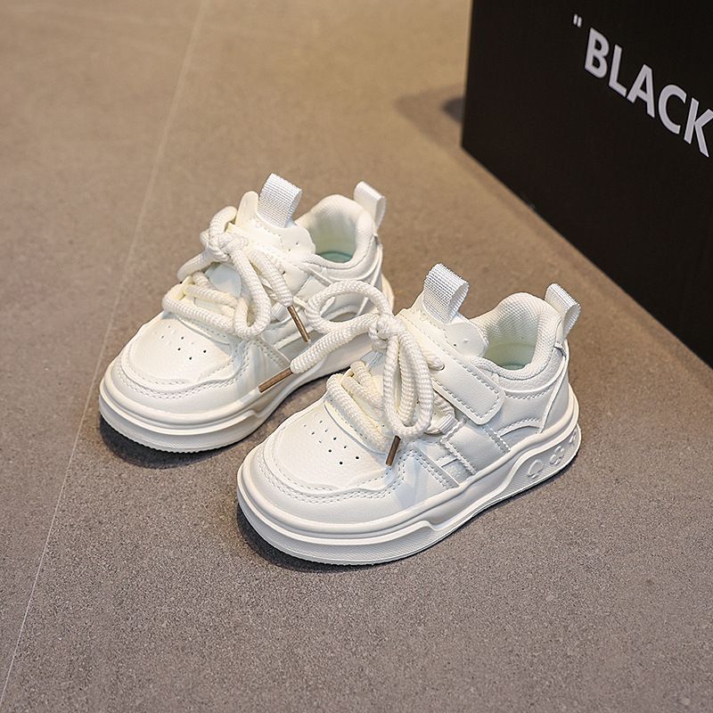Children's 2026 Girls' Casual Sneakers Boys' Baby Sports Korean Style Fashionable White Shoes Non-Slip Low-Top_vogvips.com