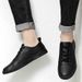 Men's Round Head Leather Men's Board Shoes Front Lace-up Low-heeled Board Shoes Casual Men's Shoes Single Shoes_vogvips.com
