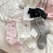 Women's Sweet Lace-Trimmed Crew Socks – Bow Embroidery & Diamond Mesh Design – Soft Cotton & Breathable Fit – Casual & Feminine Style_vogvips.com