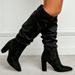Women's Shoes Chunky Heel High Heeled Boots For Autumn/Winter, Medium Size, Export Import, Pleated, Over The Knee Boots_vogvips.com