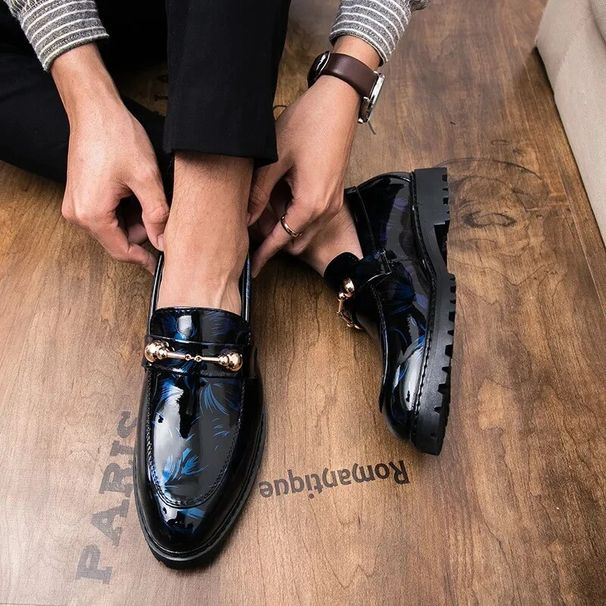 Shiny Leather For Platform Dress Shoes Slip On Men Loafers Party Designer Wedding Footwear Zapatos Para Hombres_vogvips.com