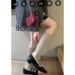 Ankola Red Socks Wine Red Mid Length Socks Women's Korean College Style Solid Color Pile Socks Calf Socks Pure Cotton_vogvips.com