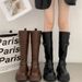 Brown British Style Chunky Heel Thick Sole Long For Women 2025 New Spring Autumn Over-the-Knee Height Increasing Riding_vogvips.com