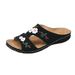 One Line 2025 Summer Roman Shoes With Sloping Heels, Thick Soled Sandals In Large Size, Embroidered Flower Women's Cool_vogvips.com