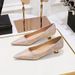 Sweet Women's Shoes Low Heel Shallow Mouth Pointed Flower Cloth Surface Spring And Autumn New Women's Single Shoes_vogvips.com