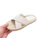 Men's Summer Genuine Leather Cross Strap Straw Woven Slide Sandals Roman Style Fisherman Outdoor Non-Slip Cool Slippers_vogvips.com