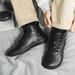 Unisex Waterproof Winter Snow Boots With Wide Toe & Faux Fur Lining - Slip-Resistant Rubber Sole For Outdoor Comfort (Black/White)_vogvips.com