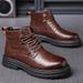 European Warm Series Martin British Style Motorcycle Mid-Top Cotton Shoes Thick-Soled Men's Work Snow Boots_vogvips.com