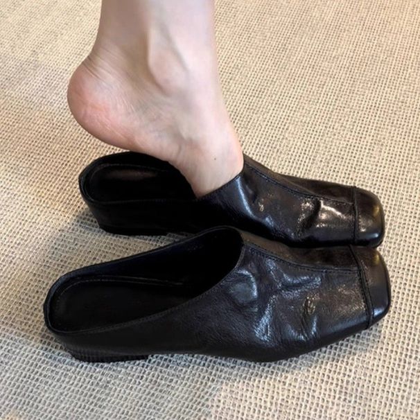 Women’s Shoes Spring And Summer New Flat Soled Dress Temperament Single Shoes Trendy Soft Soled Slip On Closed Toe Half Slippers Outdoor Women's Shoes_vogvips.com