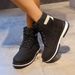 Women's Plus Size Ankle Boots With Side Zipper - Comfortable Low Heel Martin Boots In Black & Yellow (Sizes 36-42)_vogvips.com