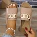 Women's Wedge Heel Thick-Soled 2025 New Model Cross-Border Plus Size Casual Fashion Simple Metal Buckle Peep-Toe Sandals_vogvips.com