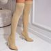 Elegant Rhinestone Pointed Toe Stiletto High Heel Boots For Women - Glamorous Evening & Party Shoes In Black & Beige_vogvips.com