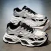 Men's Retro Minimalist Beige Gray Mesh Chunky Dad Sneakers With Multi Layer Sole For Casual Streetwear_vogvips.com