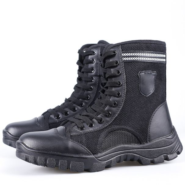 European Warm Series Spring Summer Black High Top Ultra-light Breathable Combat Tactical Mesh Boots Men Outdoor Security Inspection Training_vogvips.com
