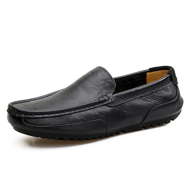 Spring 2021 New Men's Casual Leather Shoes Korean Style Large Size Soft Sole Lazy Summer Loafers_vogvips.com