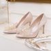 Pearl Bow Detail Wedding Dress Shoes Champagne High Heels Women's White Wedding Footwear Elegant Bridal Footgear_vogvips.com