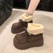 Short Tube Thick-soled Snow Boots Women's Fleece Thickened Heightening Thermal Cotton Shoes_vogvips.com