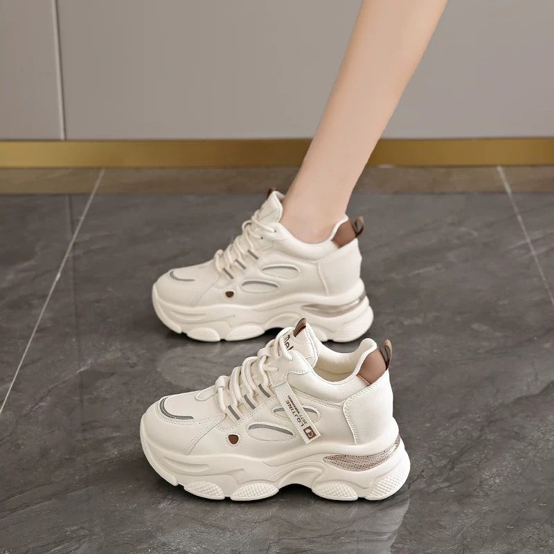 Ins Trend Hidden Heel 2025 New Spring And Autumn Dad Shoes For Women Thick Sole Running Comfortable White Sneakers_vogvips.com