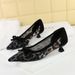 230-26 European And American Style Pointed Toe Sexy Lace Women's With Bowknot, Wine Glass Comfortable Low Heel, Shallow_vogvips.com