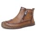 Large Size Men's Leather Boots, Men's Fashion Stitching Shoes, Ankle Boots, Flat Martin Boots, Outdoor High-Top Shoes 99_vogvips.com