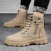 European Warm Series Autumn Winter High Top Lace-up Martin Youth Outdoor Fashion Casual Men's Side Zipper Trendy Mid-calf Leather Boots_vogvips.com