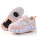 New Net Surface Four Wheel Walking Shoes Children's Luminous Charging Roller Skates Deformed Wheel Shoes_vogvips.com