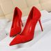 825-3 Korean Style Fashion Simple Stiletto Suede Shallow Pointed Toe High Heels Women's Sexy Slimming Single Shoes_vogvips.com