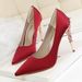 Women's Stiletto Heel Pumps Korean Style Fashion Sexy Metal Heel Stiletto High Heel Shallow Mouth Pointed Satin Thin Single Shoe Wedding Shoes_vogvips.com