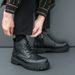 Men's Shoes Thick Soled Height Increasing Martin Boots Men's Simple Slip On Short Boots Rubbed Color Retro British Leather Boots_vogvips.com
