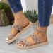 Vintage Large Size Woven Sandals Women Round Head Casual Slip-on Sandals_vogvips.com