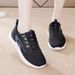 Women's Lace-Up Casual Sports Shoes Thick Sole Height-Increasing Outdoor Chunky Sneaker Vacation Breathable Student Shoes, Flat-Bottomed Walking Shoes_vogvips.com