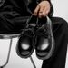 Derby Shoes Men's Paris Mickey Round Head Big Head Casual Leather Shoes Platform Height Black Matte_vogvips.com