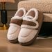 Women's Shoes Internet Celebrity Velcro Heel Cotton Slippers For Women Winter Outdoor Warm Non Slip Plush Confinement Shoes Retro Plush Cotton Shoes_vogvips.com