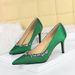 1926-A2 Fashion Banquet Heels With Thin Shallow Mouth, Sharp Point, Silk, Water Diamond, Slimming High Heels, Single_vogvips.com