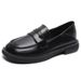 Black British Small Leather Shoes, 2023 Spring And Autumn New Style, One Foot Thick Heels, Loafers, Round Toe, Two_vogvips.com