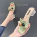 2024 Summer New Mid Heel Western Style Cool Female One Line Slippers Beaded Crystal Heels For Outwear_vogvips.com