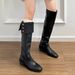 Soft Leather Verion~ Thick Sole Two-Way Knee-High For Women Britih Style Chunky Heel Slouch Wetern Cowboy Riding_vogvips.com
