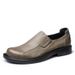 Euro Step 2021 Summer New Genuine Leather Soft Sole Breathable Slip-On Lazy Loafers Round Toe Pull-On Big Head Shoes For Men_vogvips.com
