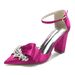 Women's Chunky Heel Pointed Toe Hollow Rhinestone Wristband Wedding Dress Shoes Bridesmaid Evening Footwear Size 35 To 40_vogvips.com