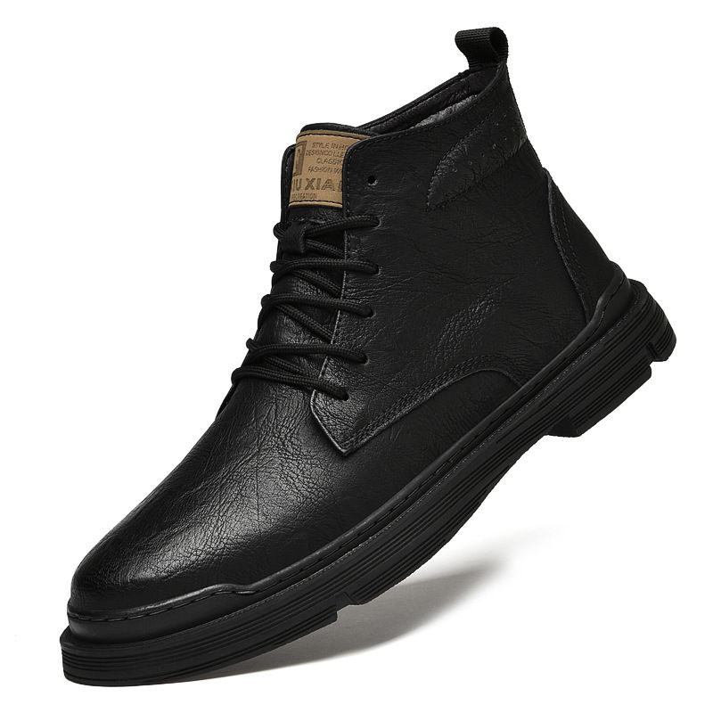 Fleece High-top Martin Boots Men's Casual Polishing Old Retro Tooling Locomotive Boots Snow Men's Shoes_vogvips.com