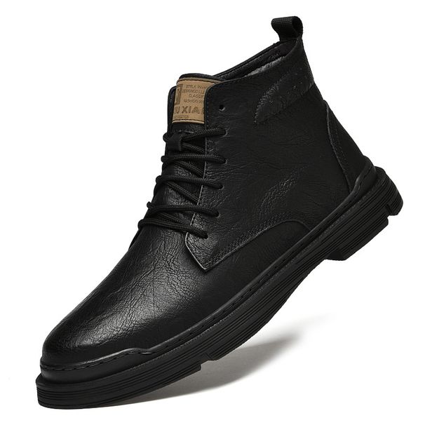 Fleece High-top Martin Boots Men's Casual Polishing Old Retro Tooling Locomotive Boots Snow Men's Shoes_vogvips.com