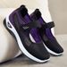 Female Middle-aged And Elderly Mother Shoes Shallow Mouth Breathable Flat Shoes Flying Woven Casual Shoes Velcro Walking Shoes Elderly Shoes_vogvips.com