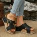 Women's Plus Size Platform Buckle Beach Sandals Style Casual One Strap Summer New 43_vogvips.com