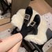 2024 Fall/Winter R Brand New Rhinestone Metal Square Buckle Thick-Soled Ankle Versatile Korean Style C Helsea Boots_vogvips.com