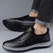 Euro Step Breathable Men's Sneakers Driving Loafers Plaid Casual Leather Shoes_vogvips.com