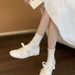 Uniquely Designed, Ugly And Cute Square Toe Height Increasing Small Leather For Women, Mary Jane Single Shoes, Lace Up_vogvips.com