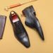 popular Japanese leather shoes men's three-joint business formal wear British pointed oxford shoes black commuter shoes_vogvips.com
