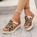 Shoes Sandals Wedge Heel Thick Bottom Leopard Print Flip Flops Sandals_vogvips.com